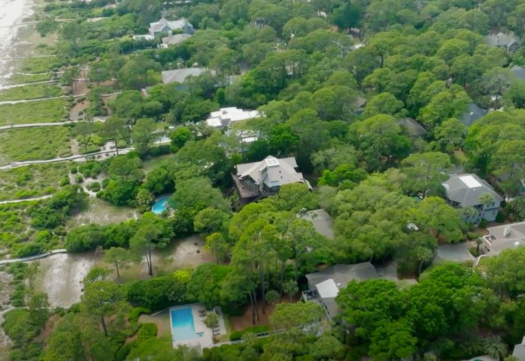 rooftops in wooded area of Hilton Head